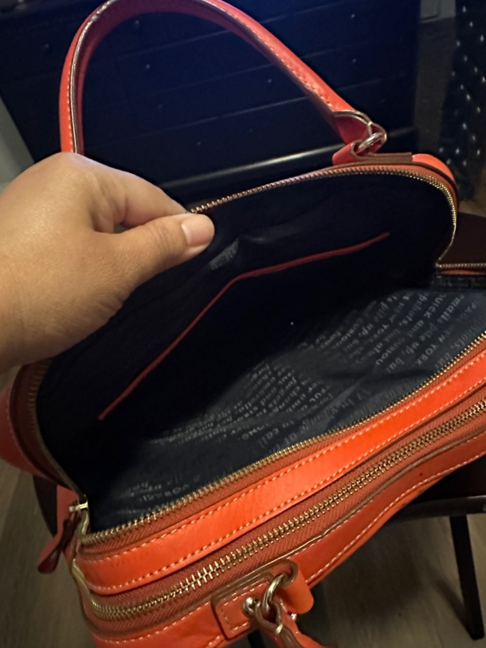 kate spade Cyber Orange Leather medium Satchel, Gold Hardware HTF - Picture 11 of 13